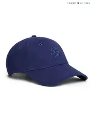 Tommy Hilfiger Blue 100% Cotton Monogram Embroidery Baseball Cap (W60098) | $104