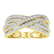 10k Yellow Gold Round Diamond Crossover Five Row Band Ring 5/8 Cttw