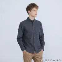 在飛比找Yahoo奇摩購物中心優惠-GIORDANO 男裝法蘭絨磨毛長袖襯衫 - 64 深灰條紋