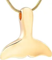 KETIME Stainless Steel Whale's Tail Cremation Jewelry Pets Keepsake Urn Necklace for Cremation Ashes Pendant