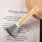 Wooden Handle Salon Rake With Metal Wire Hair Brush Cleaner Home