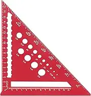 7 Inch Speed Square, Metric Woodwork Aluminum Alloy Rafter Tool, for Angle Measuring Marking (Red)