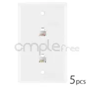 5x Phone Wall Plate RJ11 RJ12 Double Telephone Modular Duplex Jack CAT4 6P6C NEW