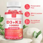 Vitamin D3+ K2 Gummies,Support Immune System & Healthy Heart,Strong Bones
