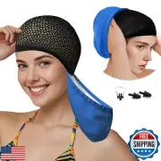 Lynllsh Womens Swim Cap for Long Hair PU Fabric Hairnet Swimming Caps for Wom