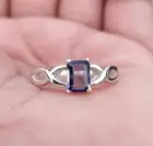 Emerald Cut Iolite Gemstone Solitaire Ring 925 Sterling Silver Ring