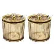 2 Pcs Qtip Holder Dispenser, 8.8oz Plastic Kitchen Seasoning Jar Set, Amber