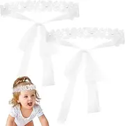 [Toyvian] Infant Headwear Set 2 Pack Baby Girls Flower Headband Newborn Elastic Hairband Soft Lace for Toddlers