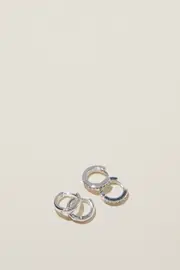 [Rubi] Rubi - 2Pk Small Earring - Sterling silver plated diamante OS STERLING SILVER PLATED DIAMANTE