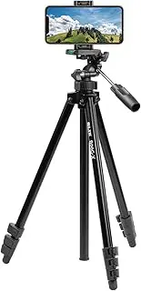 Slik 217191 Tripod, 800G-X, 4 Tiers, Lever Lock, Smartphone Holder Included, Lightweight, Black