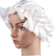 OFFIGAM Silk Sleeping Cap for Women Elastic Night Shower Hat White Hair Cover for Long Hairdo While Sleeping Bathing