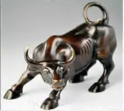 Big Wall Street Bronze Fierce Bull OX Statue 20.5cm