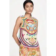 NWT Marie Oliver Armory Rainforest Crochet Linen Blend Tank Top Size Small