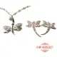 【小樂珠寶】925純銀套組套鍊項鍊耳針耳環(粉小蝴蝶蜻蜓款)