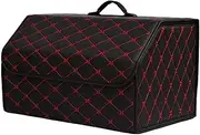 Car Boot Organiser Car Trunk Organizer Box, Large Capacity, Auto Multiuse Tools, Storage Bag, Tidying, Leather, Folding For Emergency(Red,Large)