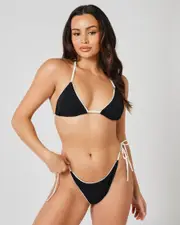 [Kaiami] Kaiami Women's Ellen Triangle Bikini Top in Black/Creamy Size 8 8 Black/Creamy