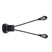 Clip On Music Stand Book Reading Mini Double Adjustable Arms Light LED Lamp ( US