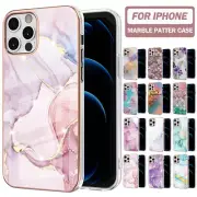 For iPhone 16 15 14 13 12 11 Pro Max 8 Plus Case Marble Pattern Shockproof Cover