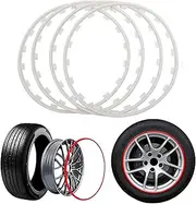 Car Wheel Hub Rim Edge Protector Ring Tire Guard - Set of 4 Rim Protector - Protect Strips for Curb Rash Prevention - Easy to Install(White,17in)
