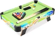 Small Tabletop Billiards, Eluxe Wooden Mini Table Top Pool Table Set, Great Gift Idea for Boys and Girls, Unique Office Desk Decoration Arcade Table Games