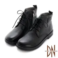 在飛比找momo購物網優惠-【DN】短靴_真皮綁帶側拉鍊經典馬汀靴(黑)