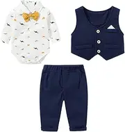 [CUATINTUO] Baby Boys Gentleman Suits Blazers Toddler Tuxedo Clothing Set for Wedding Birthday Party