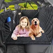 Back Seat Extender for Dogs, Dog Car Seat Cover Hard Bottom Holds 400 lbs, Waterproof Dog Hammock for Car Pet Backseat Protector with Mesh Window, Large Space Dog Travel Bed for Car & SUV