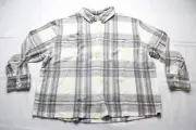 American Eagle Women's Long Sleeve Fleece Plaid Shacket BL1 Gray Size XL NWT