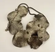 New CHICO'S Bronze Bib/Collar/Choker Statement Necklace Hammered Discs SALE