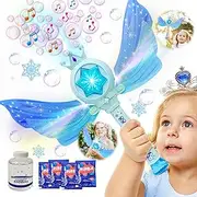 SPANKAR Bubble Wands for Princess Toddler Girls,Frozen Toys Bubble Machine with LED Lights & Music, Outdoor Summer Beach Toys Birthday Wedding Party Gifts for 3 4 5 6 7 8 Year Old Kids Girls(Blue)