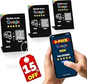 [REVLIXI] Google Review Stand (3 PCS) - Boost Reviews w/Reusable Google Review Tap Card Stand & QR Code Stand- Smart Phone & iPhone Compatible - Boost Google Reviews for Online Growth - Acrylic (Black)