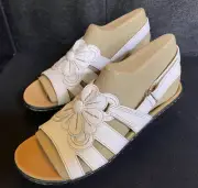 Clark’s Lexi Venice White LEATHER Walking Shoes Sandals 10w New