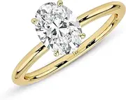 [MAX + STONE] 3 Carat Oval Cubic Zirconia Solitaire Engagement Ring for Women |Simulated Diamond Ring | 14k Gold Engagement Ring | Yellow Gold CZ Engagement Ring