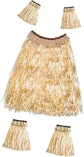 Oshhni Hawaiian Grass Skirt Costume Set Hawaiian Skirt Photo Props Elastic Skirt Costume Skirt for Luau Party Decorations Festival Holiday