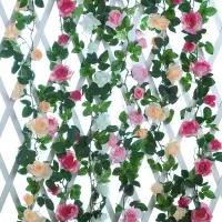 在飛比找蝦皮購物優惠-仿真花假花藤條 歐式絹花婚慶玫瑰花藤蔓人造花牆面裝飾 仿真花