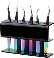 GEMERRY Lash Extension Supplies Tweezer Holder Tweezer Stand for Eyelash Extension Supplies Accessories Tools Acrylic Display Storage 6 Pcs Tweezers Shelf Holder (Black)