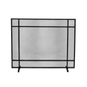 Noble House Iron Fire Screen Cabarrus Modern Black Brushed Silver Single Panel