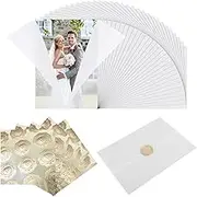 Wjelet 50 Pcs Pre Folded Vellum Jackets for Invitations, 5x7 inch Translucent Vellum Paper Wrap Jackets for Wedding, Birthday, and DIY Projects