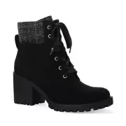 Sun Stone Womens 11 M Black Combat Lace Up Block Heel Hiker Ankle Boots NIB ZB1