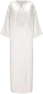[Sweejim] Men Jubba Thobe Long Sleeve Kaftan Arabic Abaya Eid Prayer Garment Long Robe Muslim Robes