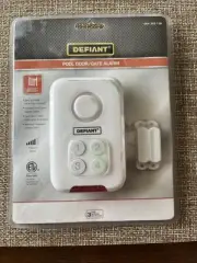 Defiant Pool Door Gate Alarm Easy Install Bypass Option Loud Alarm Water Safety