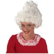 Mrs Santa Claus Wig Adult Womens White Hair for Christmas Halloween Costume