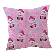 Christmas Winter Pink Snowman Pattern Cushion Cover
