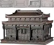 Ebony Funeral Urn for Ashes – Moisture-Proof Wooden Memorial Box in Yong'an Palace Style, Engraved Columbarium for Men & Women(38 * 25 * 28cm)