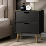 Oikiture Bedside Tables 2 Drawers Side Table White/Black/Wooden