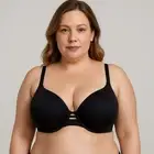 Soma Bra Women's Size 38DD Push Up Black Stunning Plunge Underwire Satin NWT