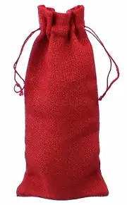 Red Burlap Wine Bags with Drawstring - 14 Inch - Jute Burlap Gift Sack Tote