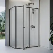 ELEGANT 1200 x 1900mm Shower Enclosure Screen Bathroom Matte Black Aluminum Frame Glass Door with 800 x 1900mm Side Panel