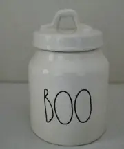 Rae Dunn Magenta White BOO OG Halloween Canister 2017 New With Tag