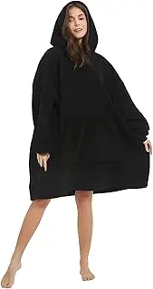INONE Oversized Wearable Blanket Hoodie, Soft Warm Comfortable Blanket Hoodies With Giant Pocket, Soft Cozy Warm Comfortable Novelty Hoodies, One Size Fits All, TV-Blanket for Men Women, Black